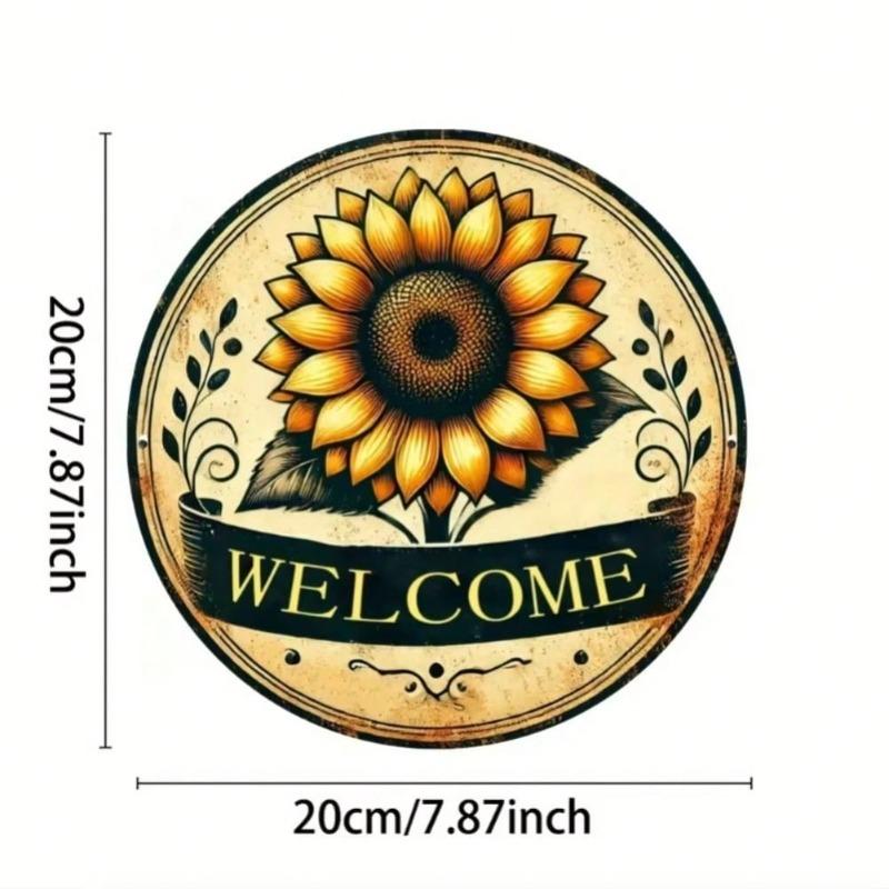 Metal Wall Art Sunflower Welcome Sign Rustic Aluminum Plaque Home Outdoor Decor