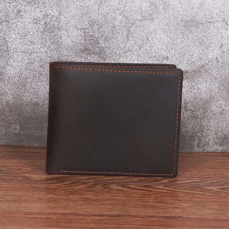First Layer Cowhide Crazy Horse Leather Men's and Women's Wallet Horizontal, 30% Off Business Short, Genuine Leather Wallet