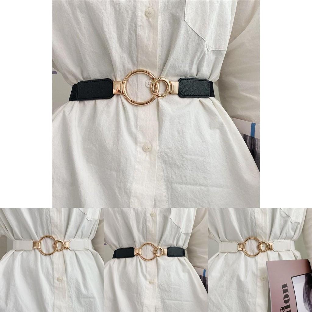 Stylish Korean Elastic Waist Belt For Women Shirt Dress With Round Buckle Design In Versatile Color Options