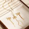 Simple Bow Necklace Earring Set Fashion Versatile Women Jewelry