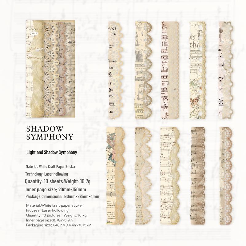 MòMò Retro Lace Hollow Stickers - Rain Dye Series for DIY Journals and Collage