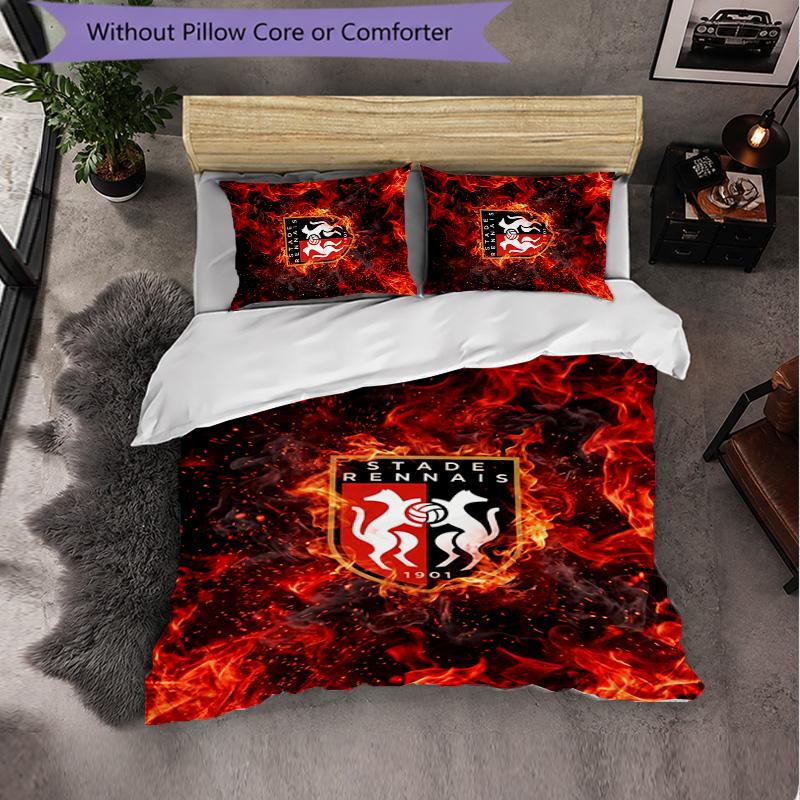 Stade Rennais FC Themed Bedding 3Pcs Duvet Cover Set Decorative Bed Linen For Teen Room Home Decoration