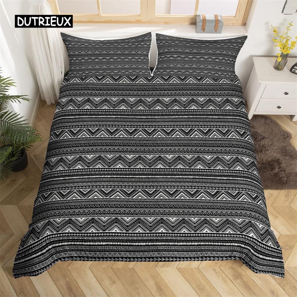Bohemian Floral Duvet Cover Paisley Mandala Comforter Cover Microfiber Geometry Aztec Mexican Style Bedding Set Twin Queen Size