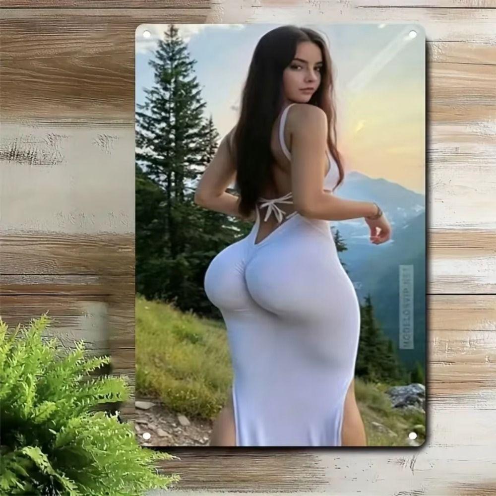 Fantasy Metal Wall Art Decor, Girl with Goldfish, 20x30cm Bedroom Sign