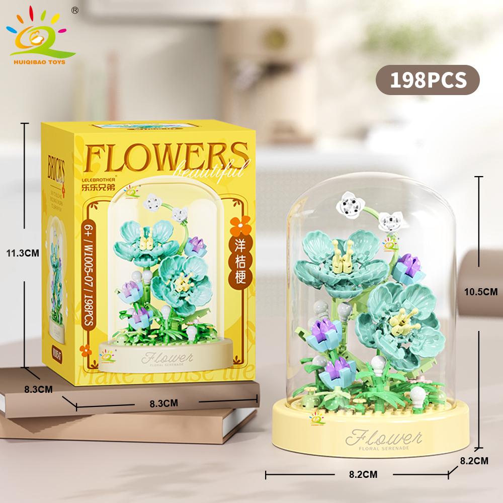 MOC Flower Display Box Micro Building Block MOC Mini Flower Mini Diamond Model Brick Toy for Children Desk Decoration