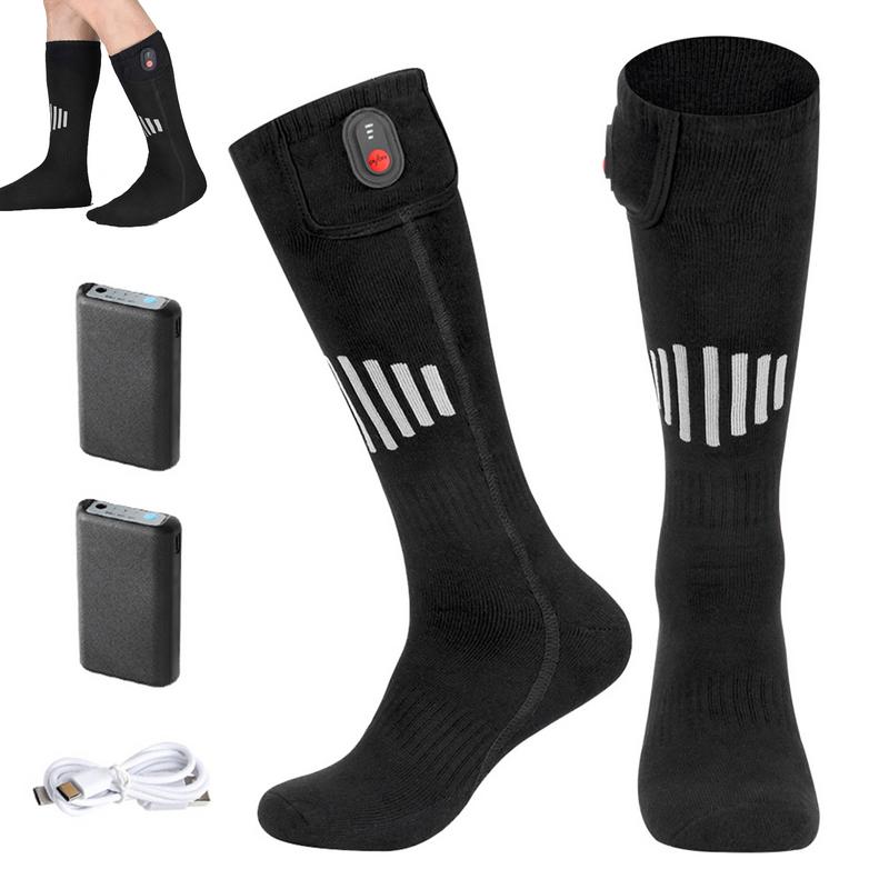 Heizsocken mit Batteriebox Waschbar Kältebeständig Herren Thermisch Beheizbare Fußwärmer Outdoor Camping Ski Sport Winter