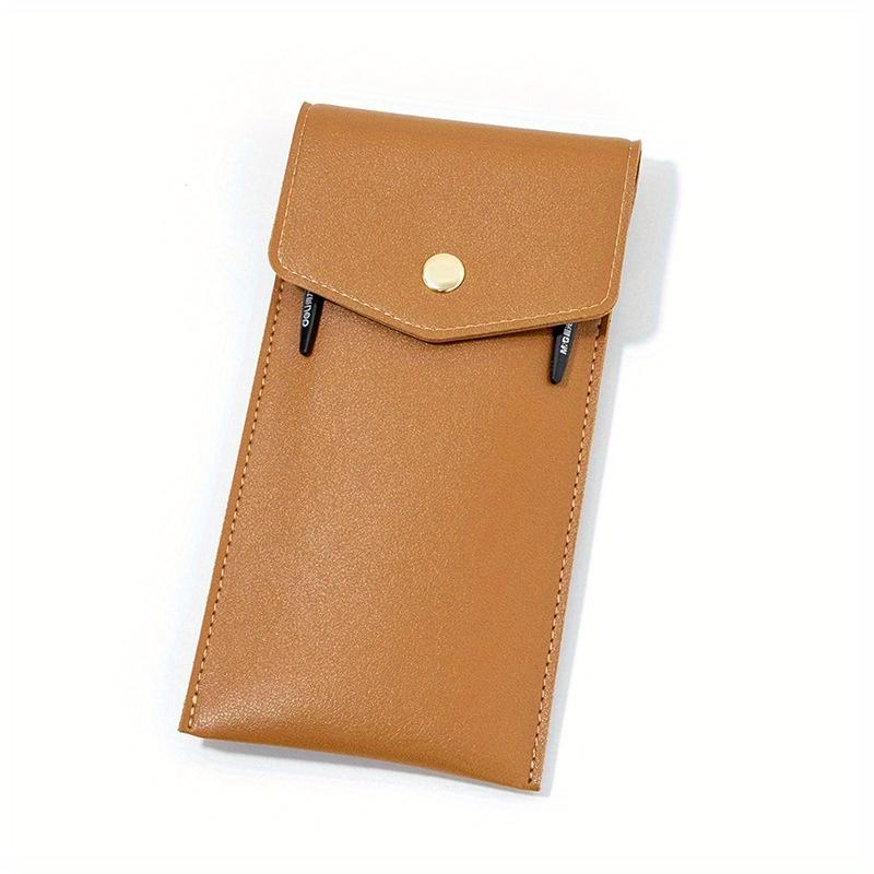 

Современная минималистичная сумка из искусственной кожи большой вместимости для нескольких вещей, однотонная кожаная сумка для канцелярских принадлежностей для студентов, защитный чехол для ручки коричневый