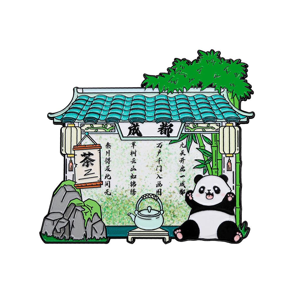 Chengdu Sichuan Travel Cultural Souvenir Metal Magnetic Fridge Magnet UV Printing Scenic Spot Perimeter Home Decor Refrigerator Sticker