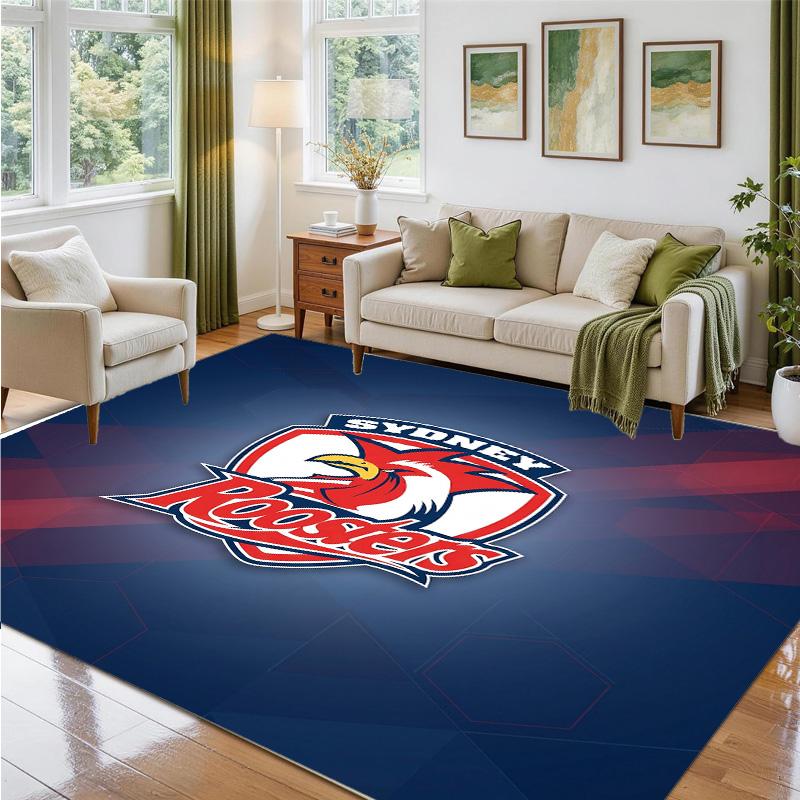 Sydney Roosters Design Crystal Velvet Rug Soft Decorative Mat for Bedroom Entrance