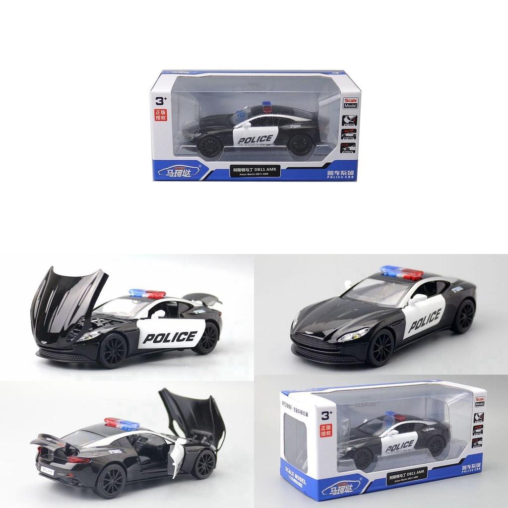132 Aston Martin Alloy Car Model Police Car With Sound Light For Collector