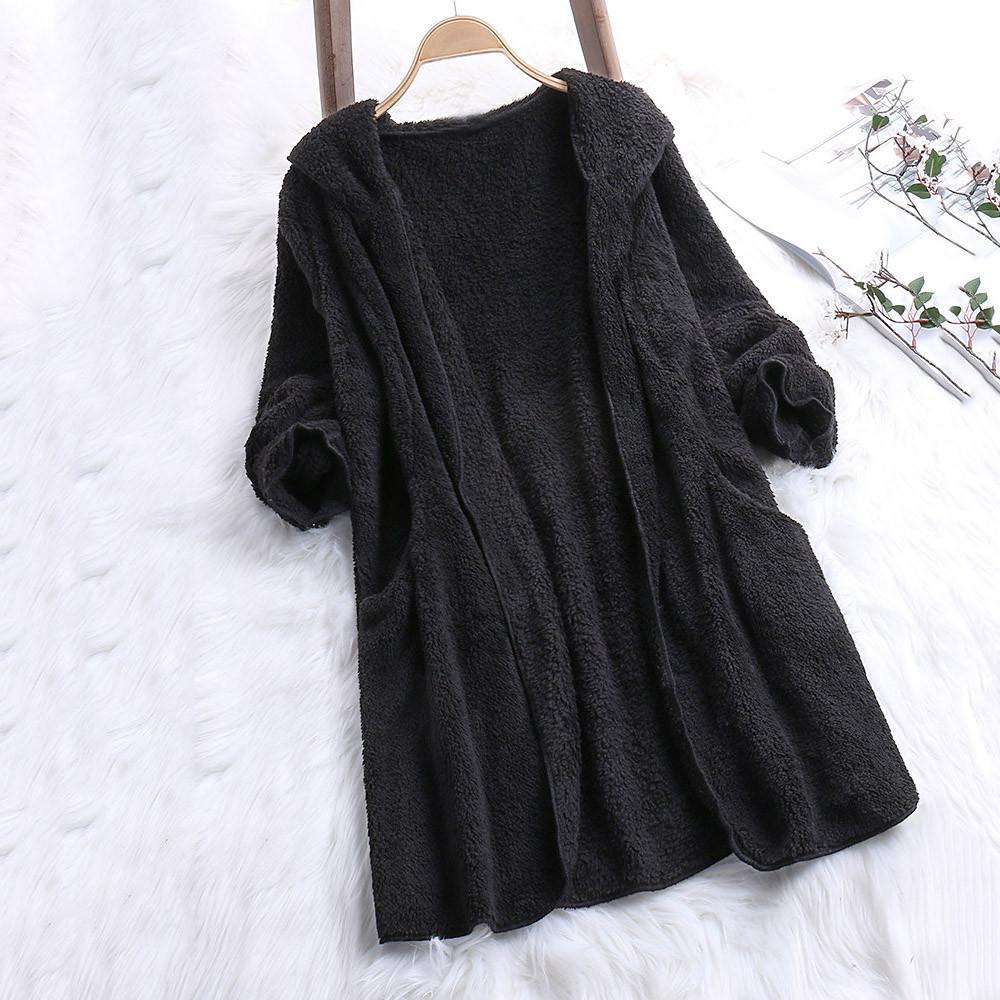 Womens Ladies Artificial Wool Coat Zipper Jacket Winter Outerwear