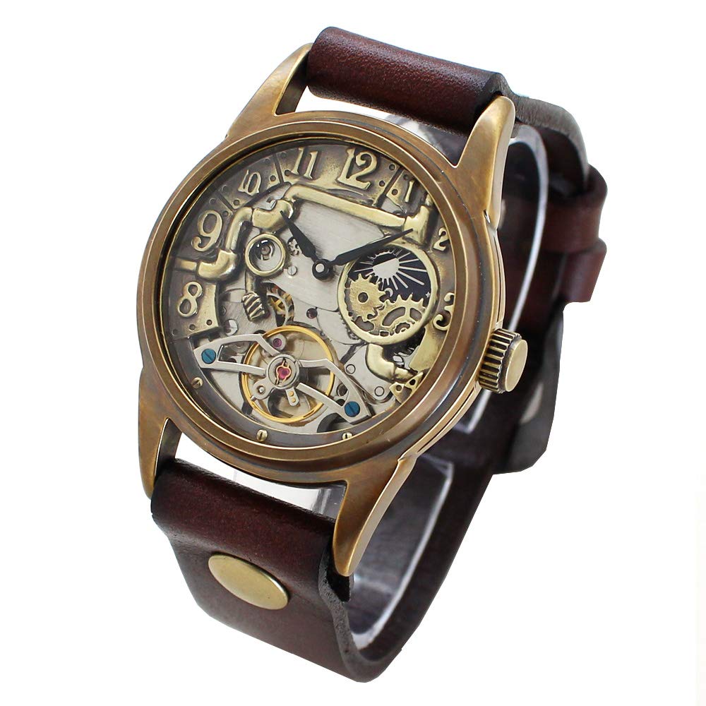 

Made in Japan Sun and Moon Watch Automatic Rebic Size (L (Men s), Brown)