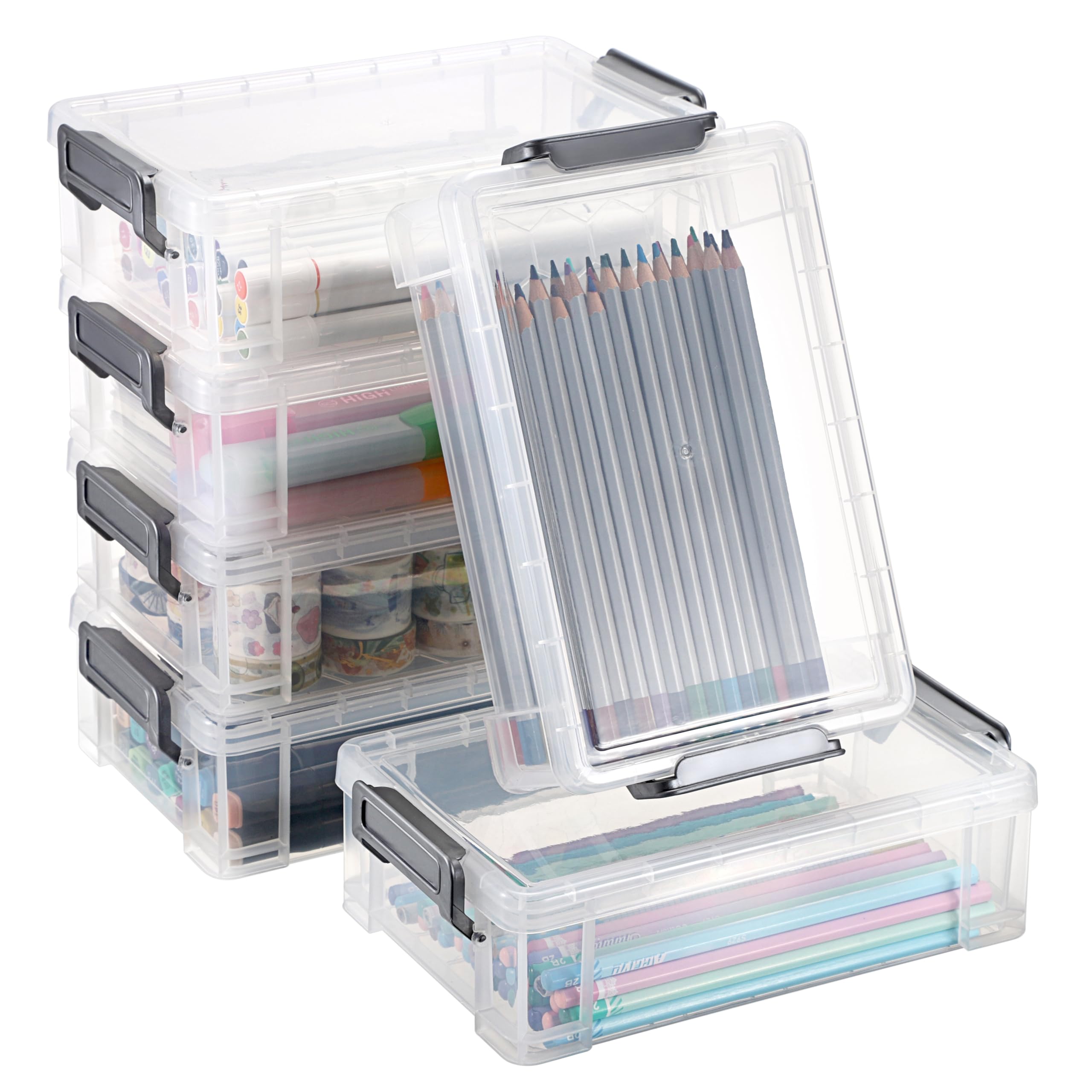 

Sumnacon Многофункциональный органайзер для хранения карандашей и ручек Прозрачный инструмент для хранения Коробка для хранения мелких предметов с набором ручек Большой кейс, Кейс, Кейс, Штабелируемый, Экономия места,