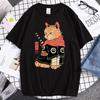 Summer Unisex 100 Cotton Shortsleeved Breathable Samurai Cat Personalized Print Tshirt For Casual And Loose Fit Hiphop Style
