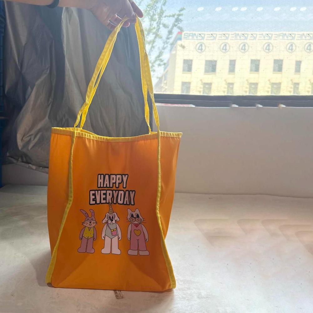 Reusable Bunny Shoulder Bag Lightweight Embroidery Basket Bag Cartoon Shopping Bag  Outdoor