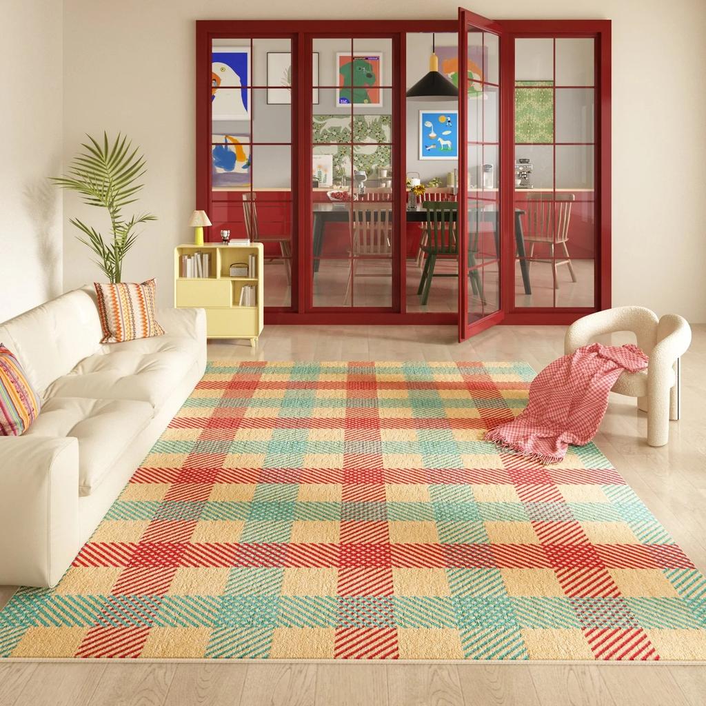 Geometric Pattern Carpet Mat Rug Diamond Checkerboard Color Block Modern Scandinavian Home Decoration Floor Mat Rugs for Bedroom