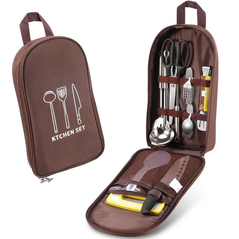 Borsa portaoggetti portatile per utensili da cucina da esterno Borsa portaoggetti per utensili da cucina da campeggio all'aperto Stoviglie Forniture per picnic Contenitore per utensili da campeggio