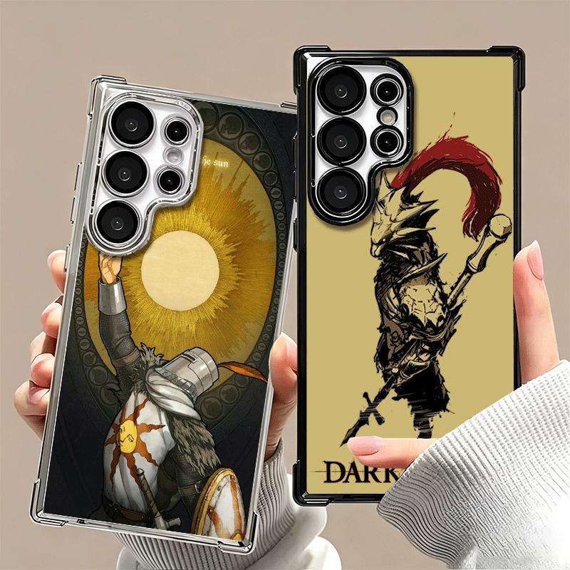 D-Dark S-Souls Game Plating Phone Case For Samsung Galaxy S24 S25 FE S26 Edge S23 Ultra S22 S21 Plus S20 Anti-Fall Airabag Cover