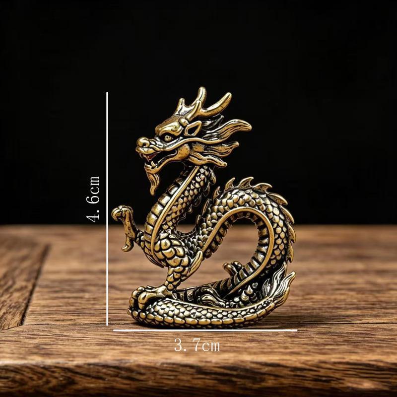 Brass Dragon Figurines Miniatures Desktop Ornaments Retro Metal Model Crafts Home Decoration Accessories
