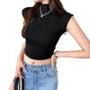 Women's Slim-Fit Open-Back T-Shirt: Summer Sleeveless, Half-High Collar, Hot Girl Style