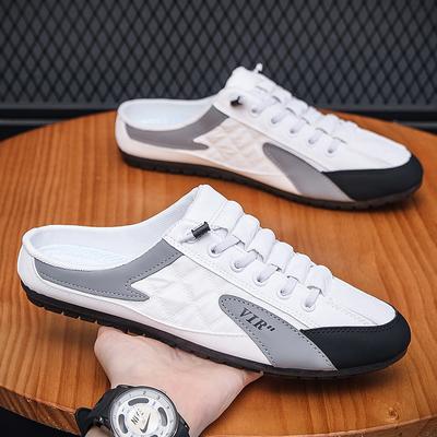 2024 Fashion Men New Style Lat-soled Wild Flat-bottomed Summer Thin Section Baotou Half Slippers