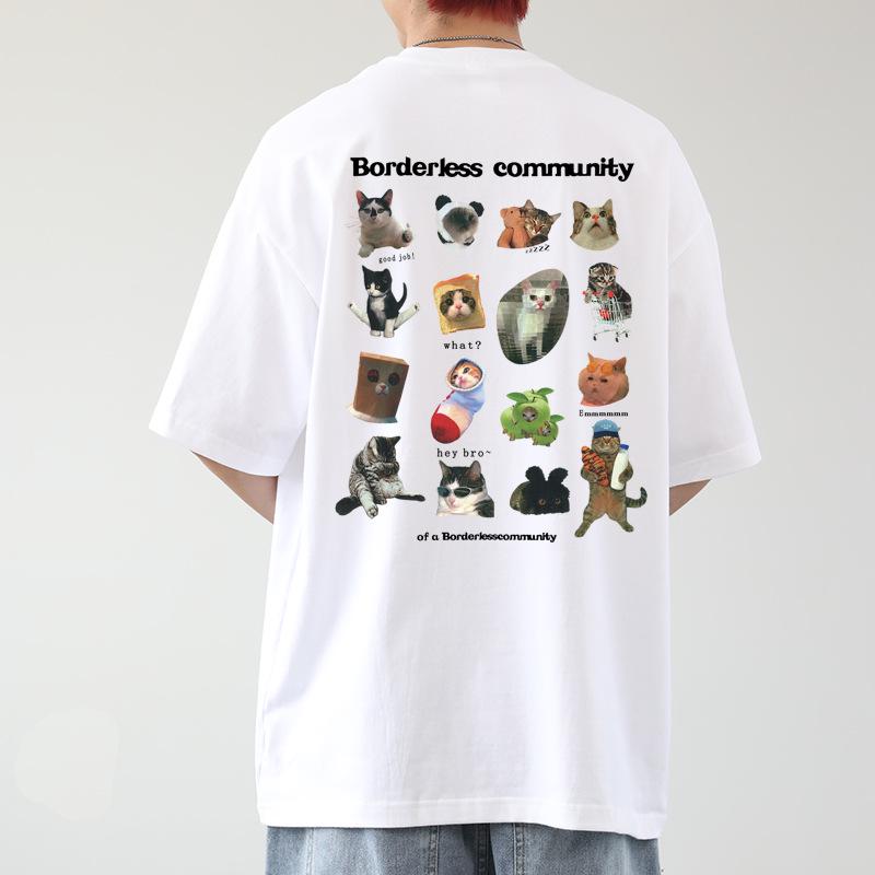 Damen Sommer T-Shirt mit Graffiti-Print im Distressed-Look - Locker geschnitten, kurzärmlig, High-Street-Stil