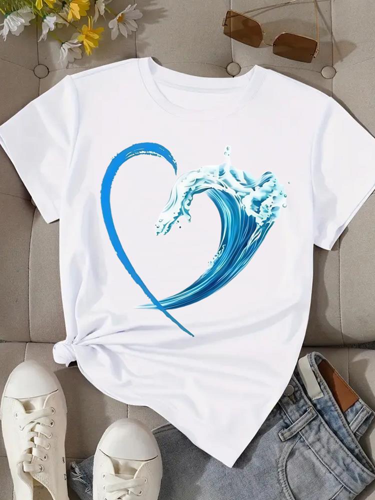 (Asian Size) Print trend love style cute  Fashion Female Tee Top Women Clothing T Shirt Woman Short Sleeve Graphic T-shirts