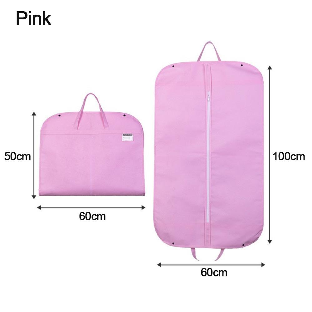 Foldable Garment Bag Portable Solid Color Suit Storage Bag Non-woven Clothing Storage Dustproof Cover Hanging Closet for Travel