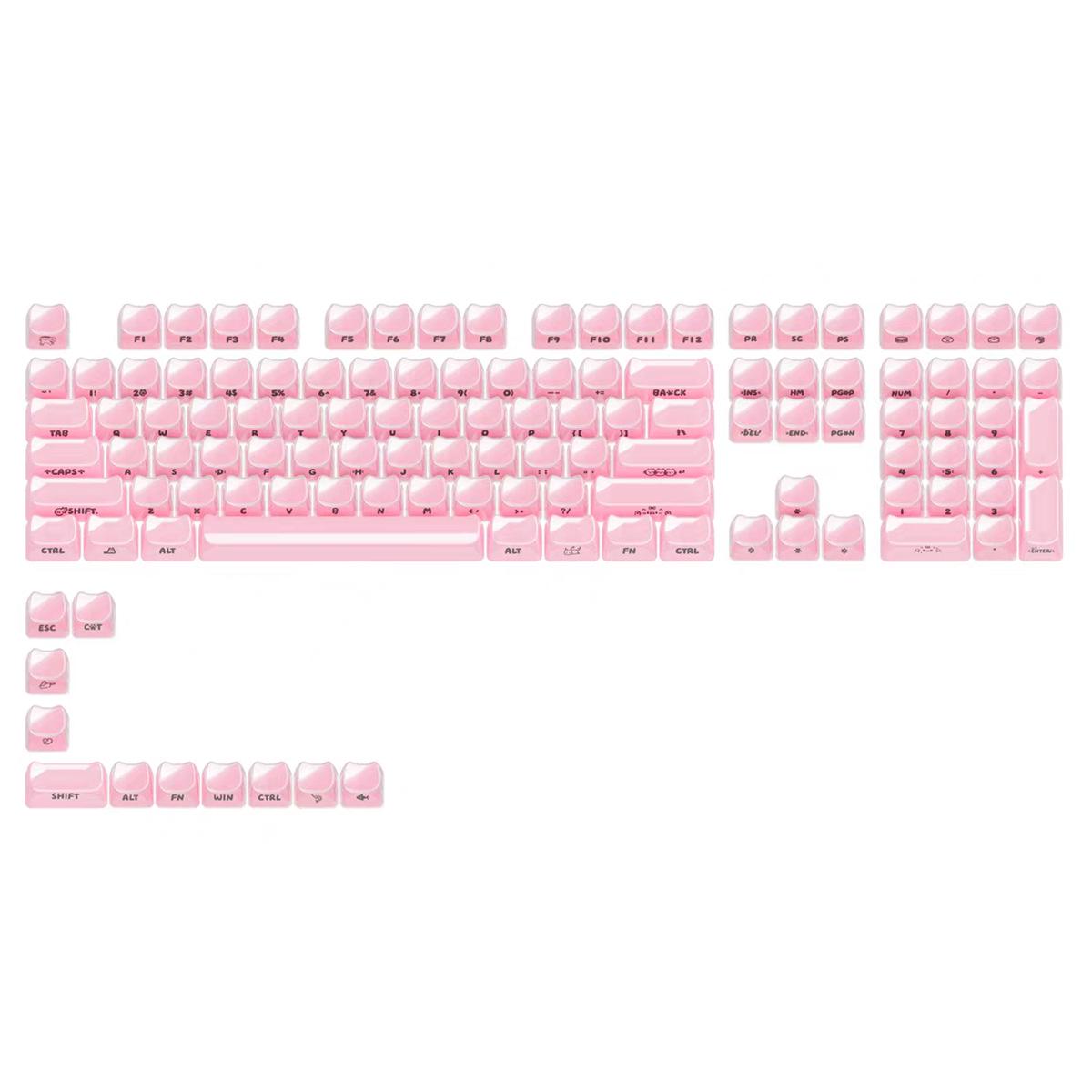 Crystal Jelly Cat Engraved Keycaps - High-Quality Custom PC Full Set