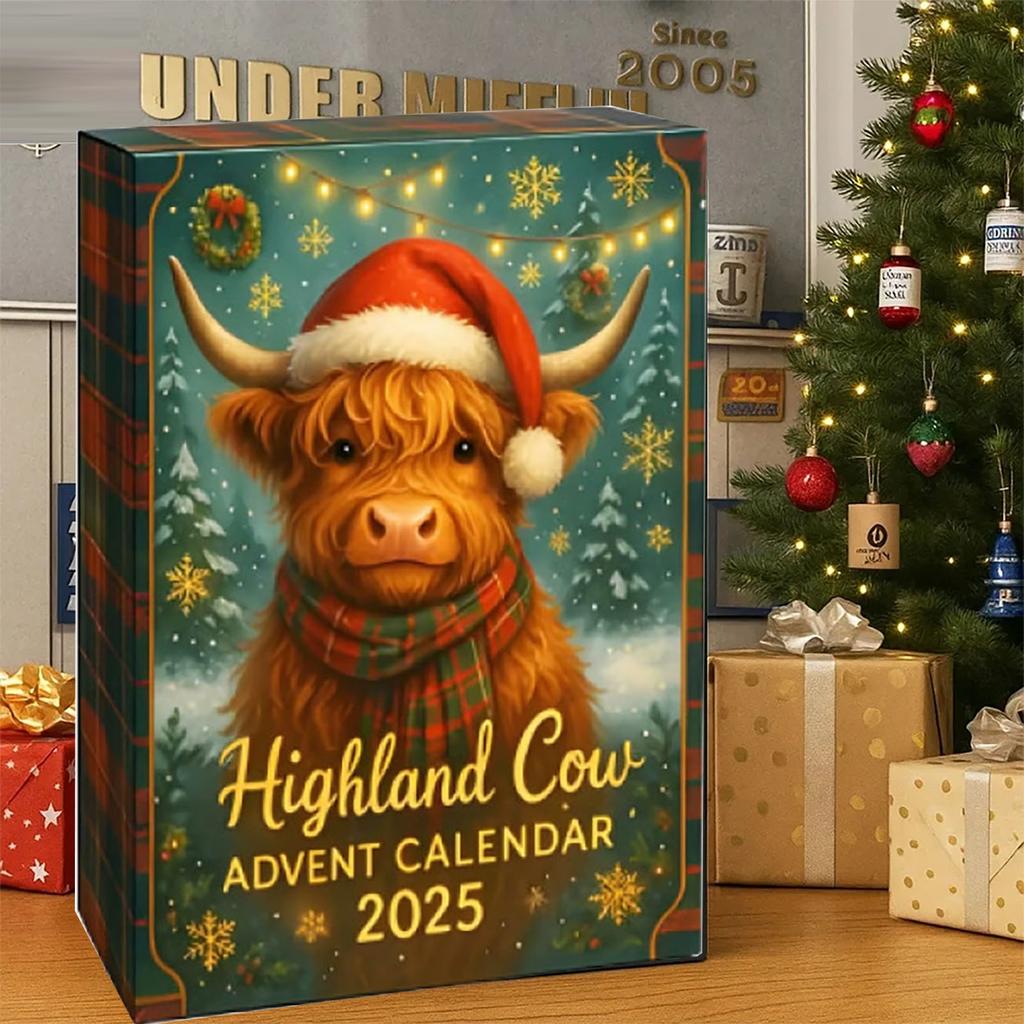 Advent Calendar 2025, 24 Days Christmas Advent Calendar,  Cow Ornaments For Christmas Tree Home Decoration