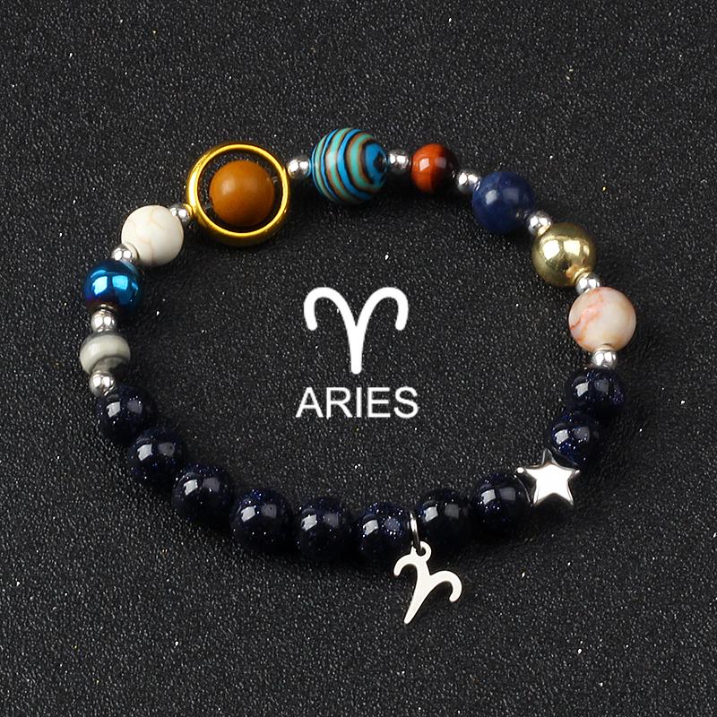 Solar System Galaxy Planets Bracelets for Women Women Zodiac Virgo Cancer Leo Libra 12 Constellation Charm Bracelet Jewelry Gift