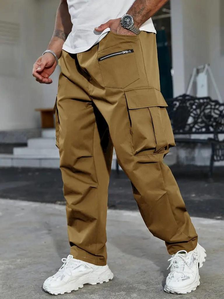 2025 Men's Outdoor Cargo Pants: Loose Fit, Multi-Pocket, Functional, Elastic Drawstring, Zipper Design