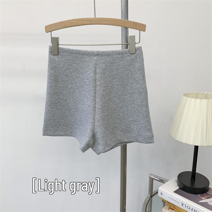 

Жіночі шорти для йоги з високою посадкою: Приталений крій, Еластичний, Універсальний для верхнього або внутрішнього носіння, Однотонні кольори, Модні шорти Large світло-сірий колір