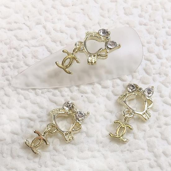 3Pcs Nail Charms Sparkling Stunning Visual Effect Ultra-Light Creative Shape Wide Application DIY Alloy Shiny Bow-knot Rhinestone Nail Art Decorations