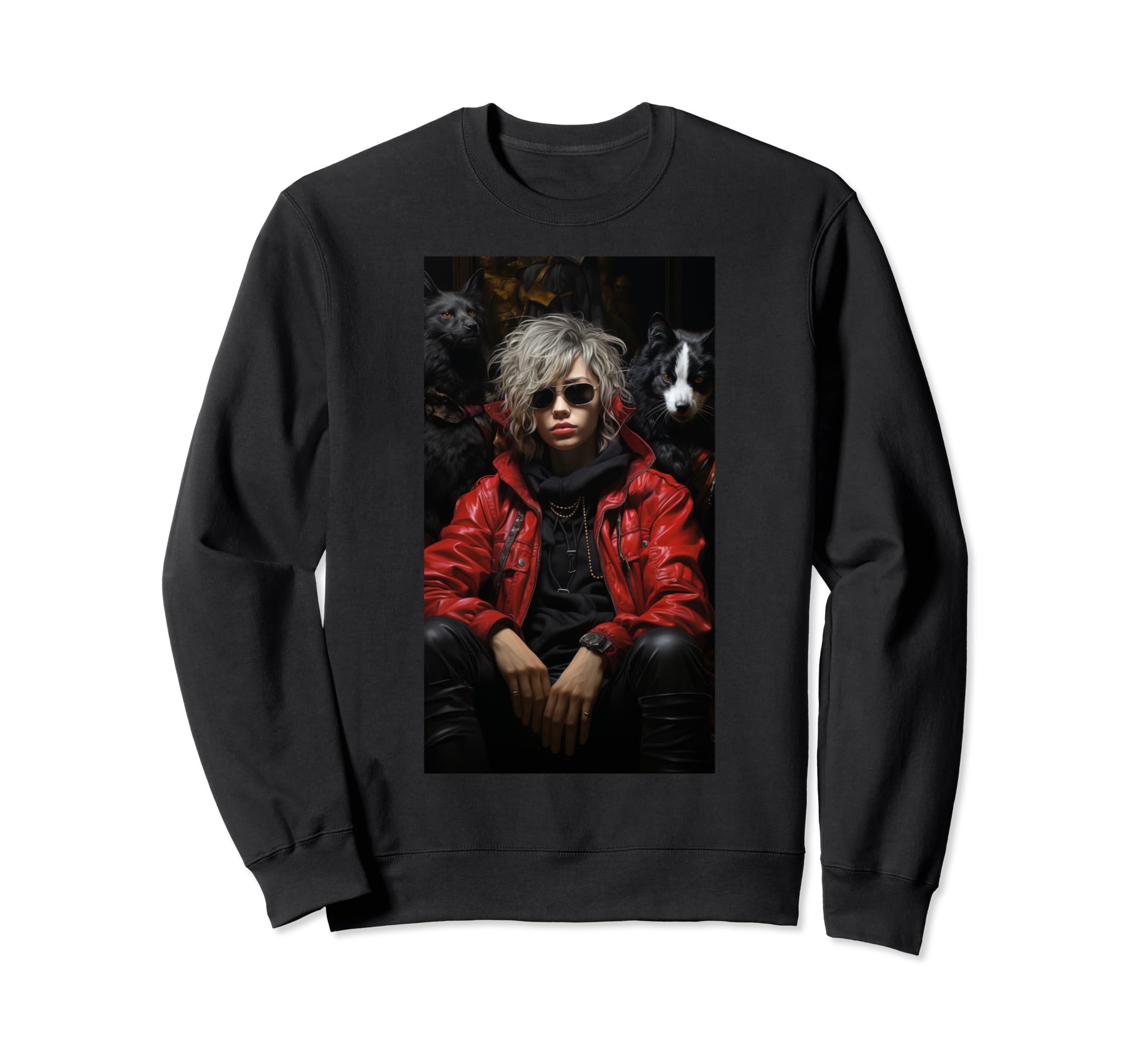 

90s Streetwear Hip Hop Red Leather Jacket Sweatshirt Women s чёрный
