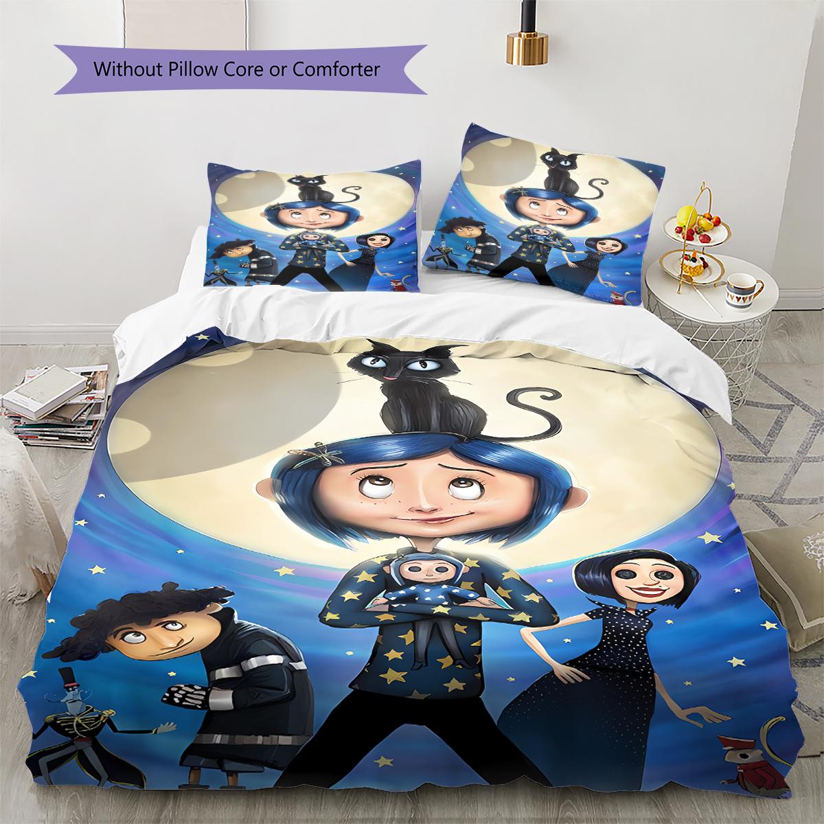 

Coraline Pattern Bedding Quilt Set Quilt Cover Pillowcase Home Decoration Gift (1 * duvet cover + 2 * pillowcase, without core) 135x200cm