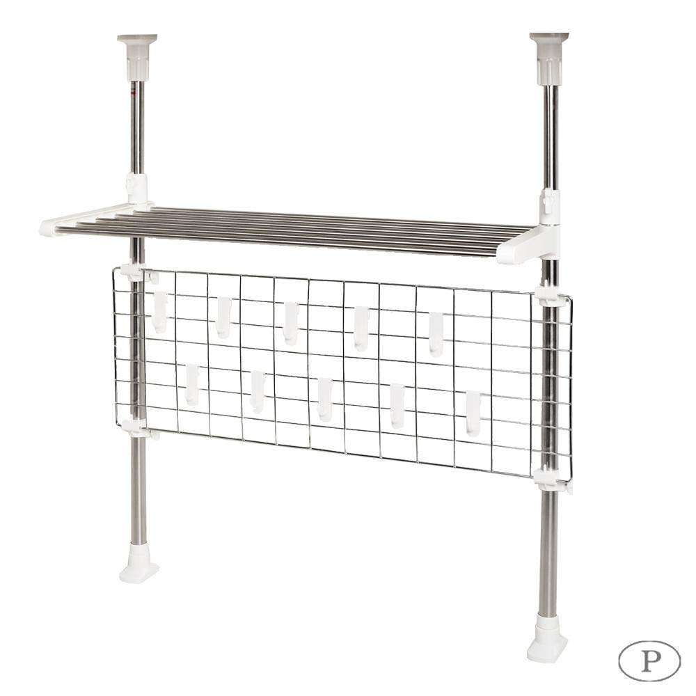 

Pearl Metal Tension Kitchen Net & Pipe Rack, Stagea HB-3742, White, 67cm Wide x 26cm Deep x 71-121cm High
