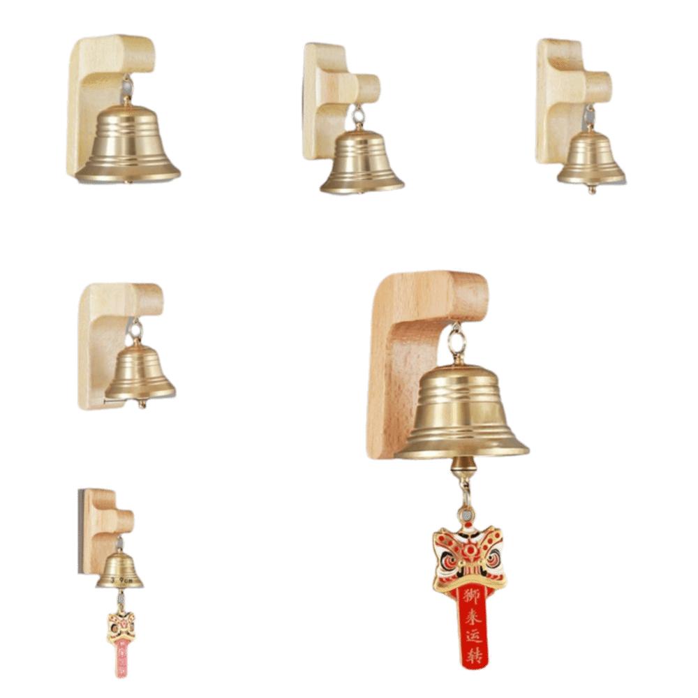 Wall Mount Magnetic Doorbell Wooden Base Wind Chime Clear Sound Brass Bell Entry Reminder