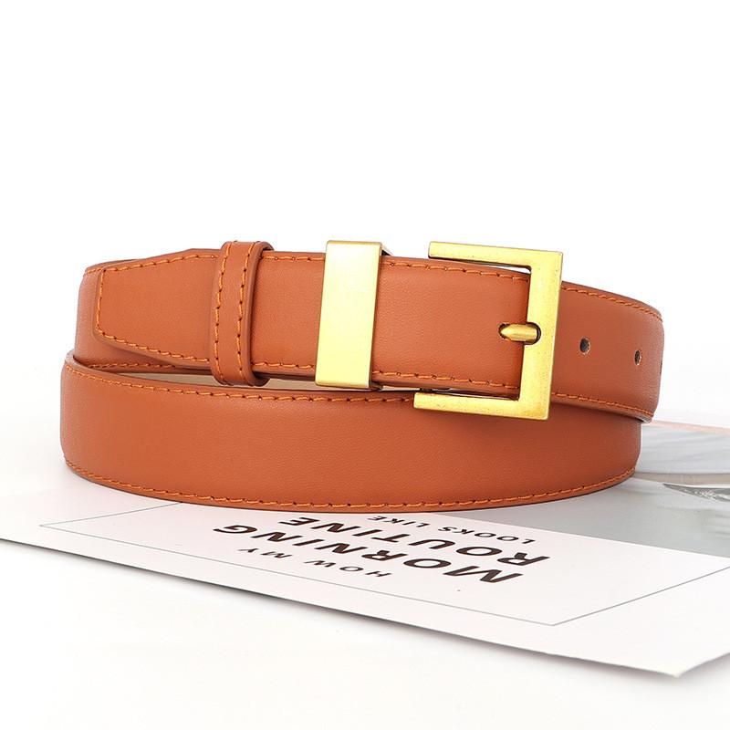 Fashion Pu Womens Leather Waist Belt With Square Pin Buckle For Business Wear