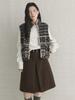 Xu Man Retro Korean Pleated Wool Midi Skirt for Women