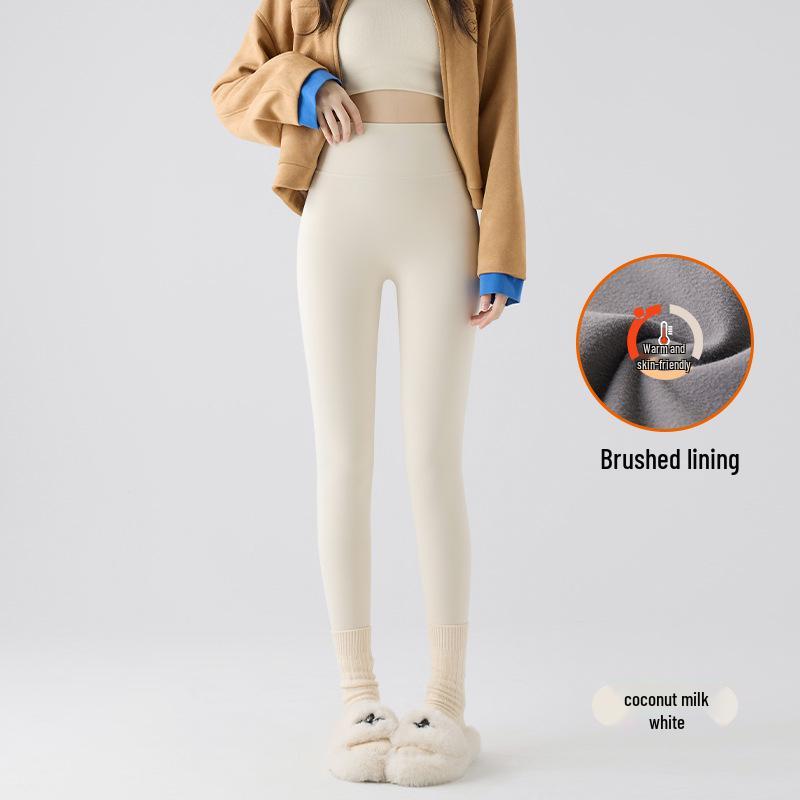 Women's High-Waist Matte Shark Yoga Leggings - Plus Velvet, Slimming, Brushed for Autumn/Winter 2025