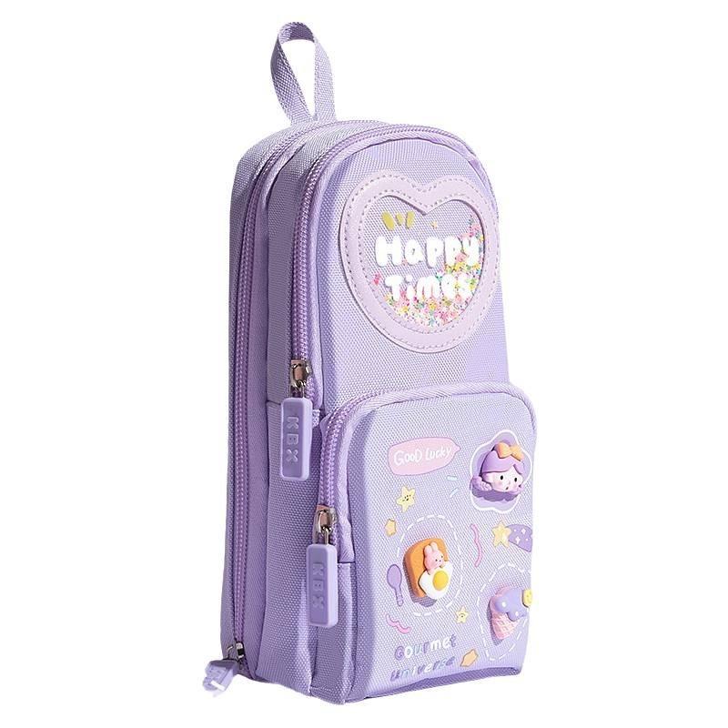 

Пенал Холщовый Чехол Трехслойный Форма Рюкзака Студенты Девочки Большая Вместимость Egg