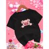 European Sizes Adorable Pink Cartoon Pig Avatar for Girls, Perfect for Summer with Short Sleeves, Casual And Breathable.