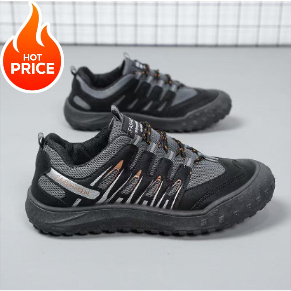 

2025 New Men s Casual Sport Shoes Autumn Breathable Leather Mesh Splicing Lightweight Work Shoes Trendy Climbing Shoes 44 серый