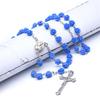 Unique Catholic Rose Flower Beads Crosses Pendant Rosary Necklace Prayer Chain for Religious Ceremonies and Gift Giving