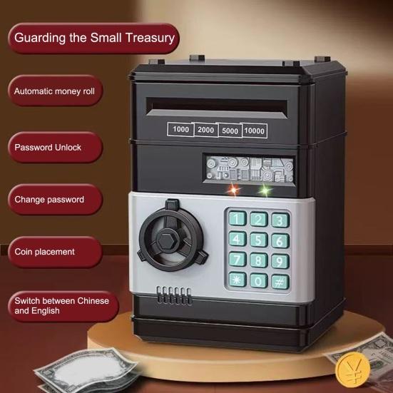 Mini ATM Piggy Bank with Password, Auto-Roll Money Saving Box, Electronic Coin Cash ATM Machine, Birthday Gift for Boys Girls