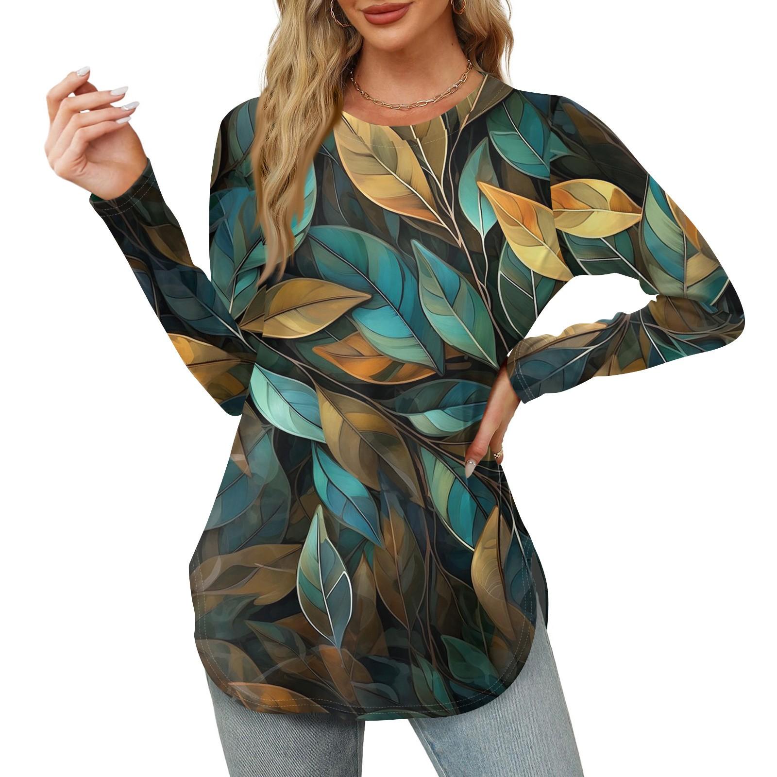 Женские рубашки с длинным рукавом и круглым вырезом — фото 7