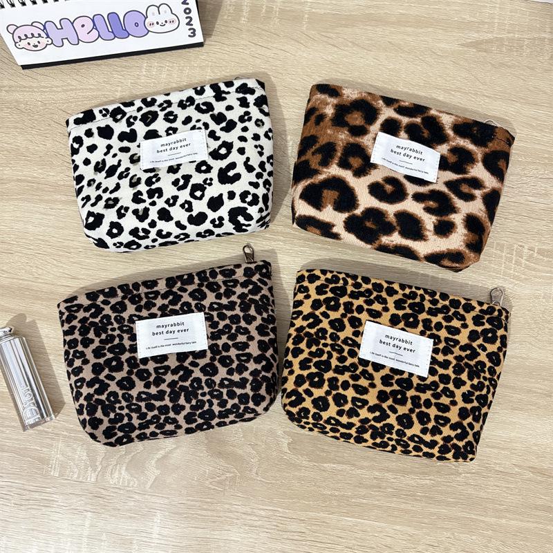 Koreański Sztruksowy Organizer na Kosmetyki ze Sznurkiem - Duża Pojemność