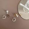 Korean Style Pearl Ear Cuff for Women - Retro Geometric Patchwork Earrings