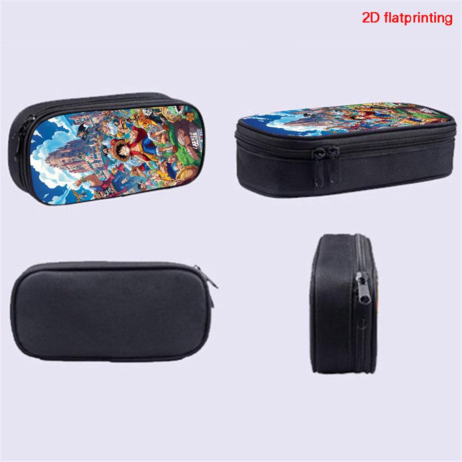 One Piece Anime Double Layer Pencil Case, Large Capacity Durable Stationery Bag Lightweight Unisex Pen Pouch for Boys Girls 6-10